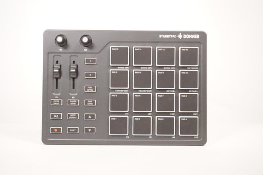 Donner StarryPad MIDI Pad Controller 16-Pad, Faders, USB Compatible, MIDI Out