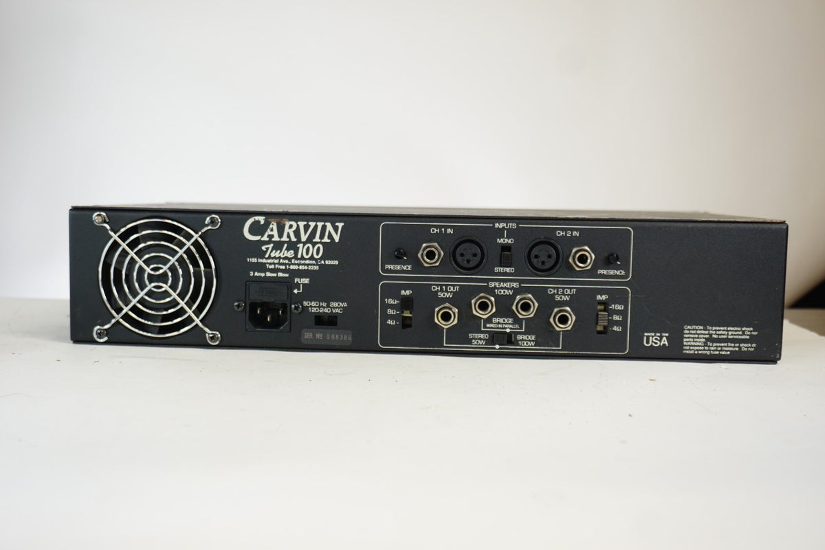 Carvin Tube 100 Stereo Tube Guitar Power Amp Rackmount Works Missing Knobs