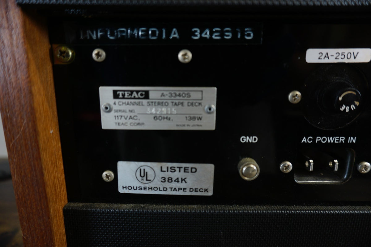 TEAC A-3340S 4-Channel Simul-Sync Reel to Reel Tape Deck Parts/Repair READ