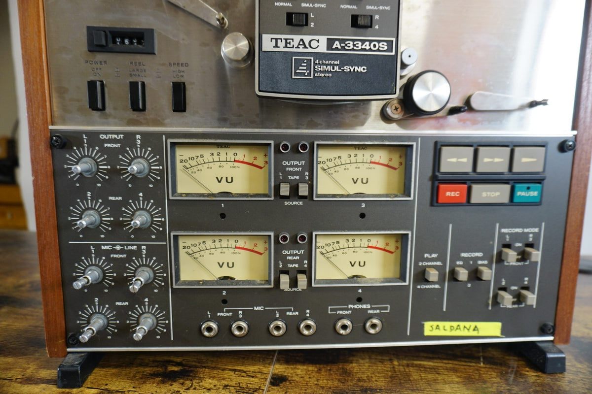 TEAC A-3340S 4-Channel Simul-Sync Reel to Reel Tape Deck Parts/Repair READ