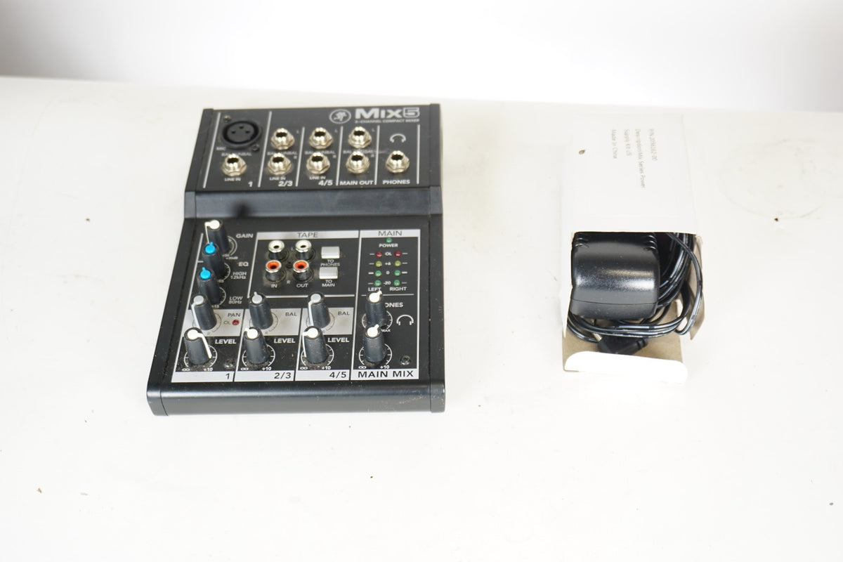 Mackie Mix5 5-Channel Compact Audio Mixer with Power Adapter Tested